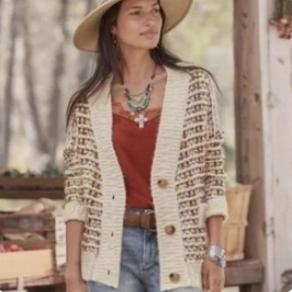 Boundless North Sundance chunky colorful cardigan sweater
